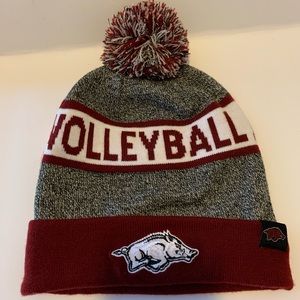Arkansas Razorbacks Volleyball beanie knit cap pom-pom like new